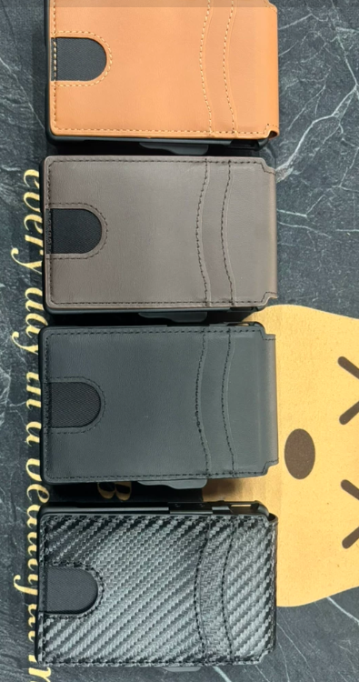 Bi-fold carbon fiber flip wallet, RFID anti-theft, stylish, large-capacity card holder with wallet and card compartment.