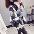 2026 Autumn/Winter New Style Cardigan Sweater for Women, Knitted, Lazy Style, V-neck, Diamond Pattern, Loose Fit, Unique Style