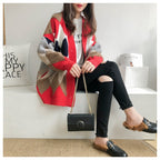 2026 Autumn/Winter New Style Cardigan Sweater for Women, Knitted, Lazy Style, V-neck, Diamond Pattern, Loose Fit, Unique Style