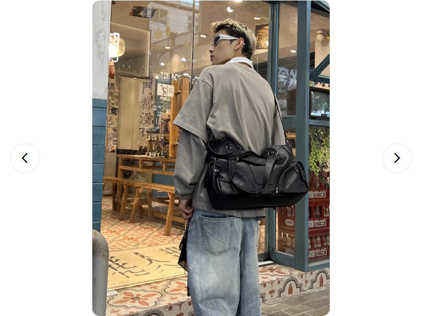 Harajuku-style Leather Large-Capacity Travel Tote Bag for Men and Women