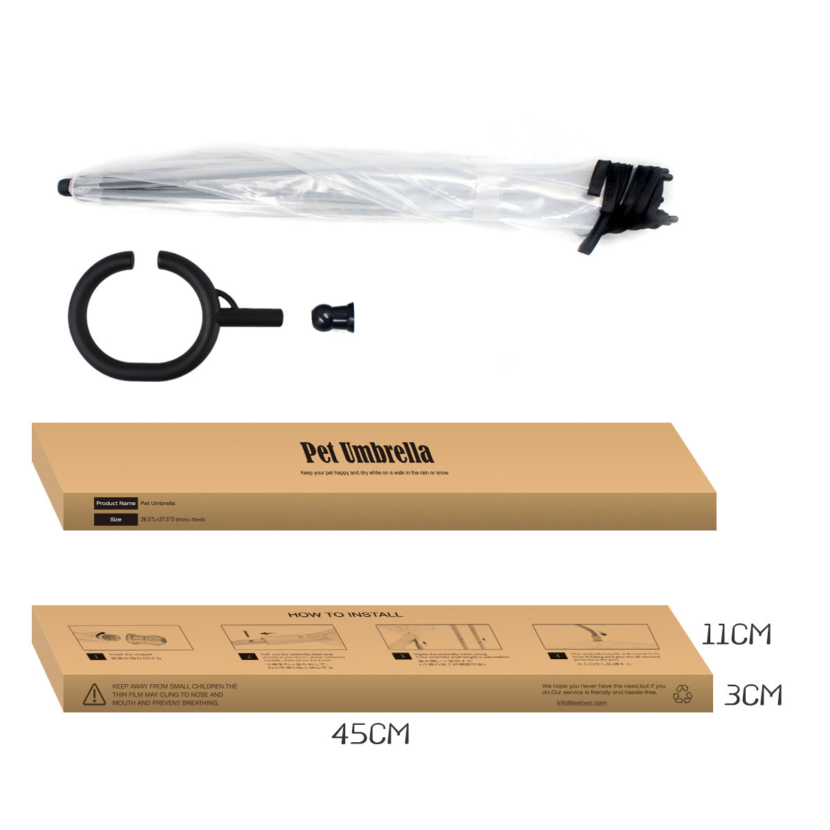 Transparent Pet Umbrella Dog C-shaped Umbrella Adjustable Rainy Day Dog Walking Leash