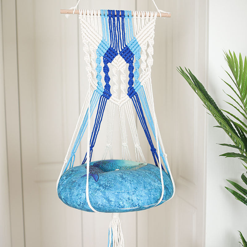 Household pet hanging basket swing Pure handmade cotton woven tapestry Net celebrity pet supplies woven cat litter