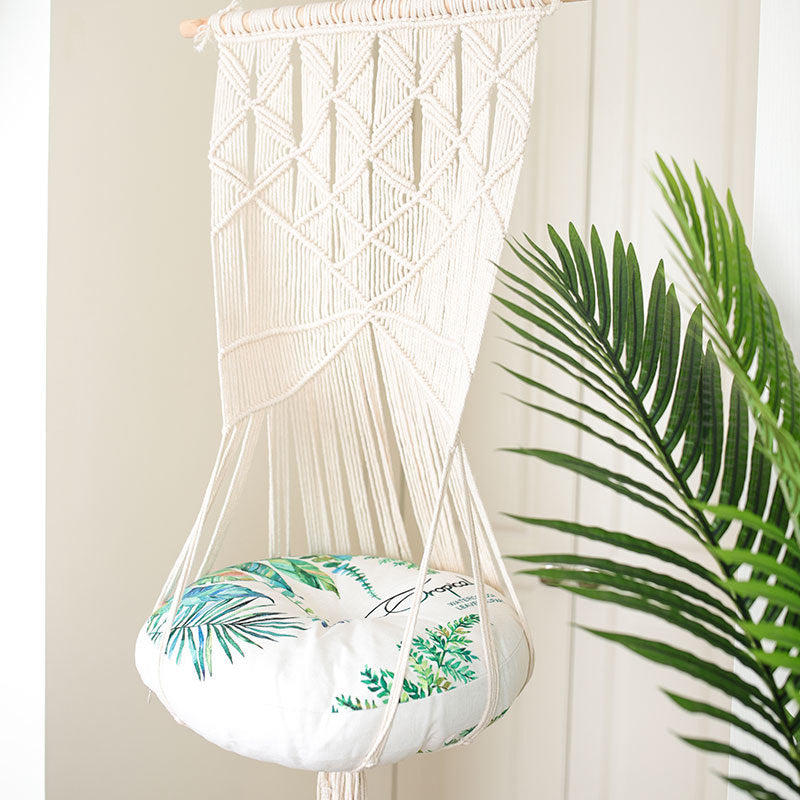 Household pet hanging basket swing Pure handmade cotton woven tapestry Net celebrity pet supplies woven cat litter