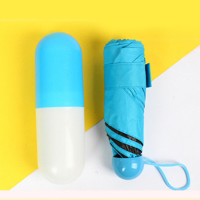 Umbrella capsule mini portable sun umbrella wholesale 50% off black glue sun protection sunny and rainy dual-purpose advertising umbrella customization
