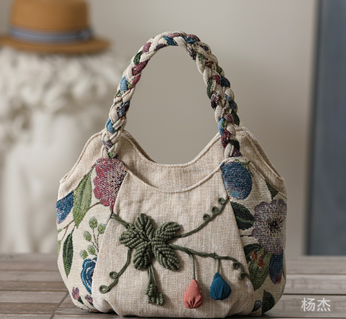 Ethnic style woven small handbag retro style fabric gourd craft handbag light