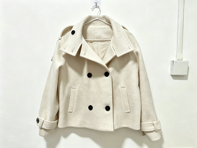 2026 Autumn/Winter New Style Short Double-Breasted Wool Coat Women's Stand Collar Tie-Waist Slim Fit Wool Overcoat