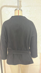 New short imitation wool coat for women, 2026 autumn and winter, loose fit, tie-up cardigan, long sleeves