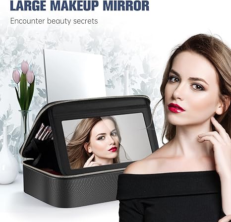 Travel Makeup Bag with LED Mirror