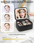 Travel Makeup Bag with LED Mirror