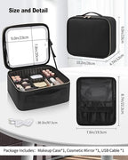 Travel Makeup Bag with LED Mirror