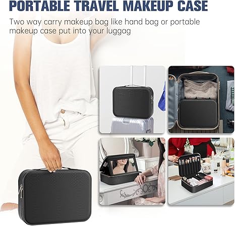 Travel Makeup Bag with LED Mirror