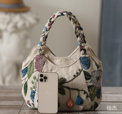Ethnic style woven small handbag retro style fabric gourd craft handbag light