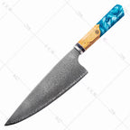 Octagonal resin handle Damascus steel chef's knife set, culinary knife combination set, Japanese chef's knife, slicing knife