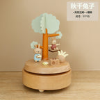 Wooden music box, creative home gift, children's birthday gift, carousel, handmade solid wood gift