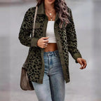 2026 Casual Style Cross-border Women's Clothing Autumn and Winter Fashion Leopard Print Button-down Long-sleeved Jacket