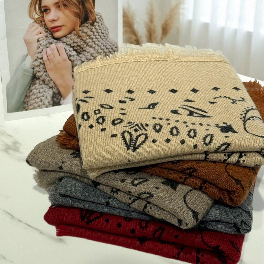 2026 New Style Cashmere Knitted Printed Square Scarf/Shawl - Spring/Summer, Warm in Air-Conditioned Rooms, Autumn/Winter, Stylish and Versatile Scarf