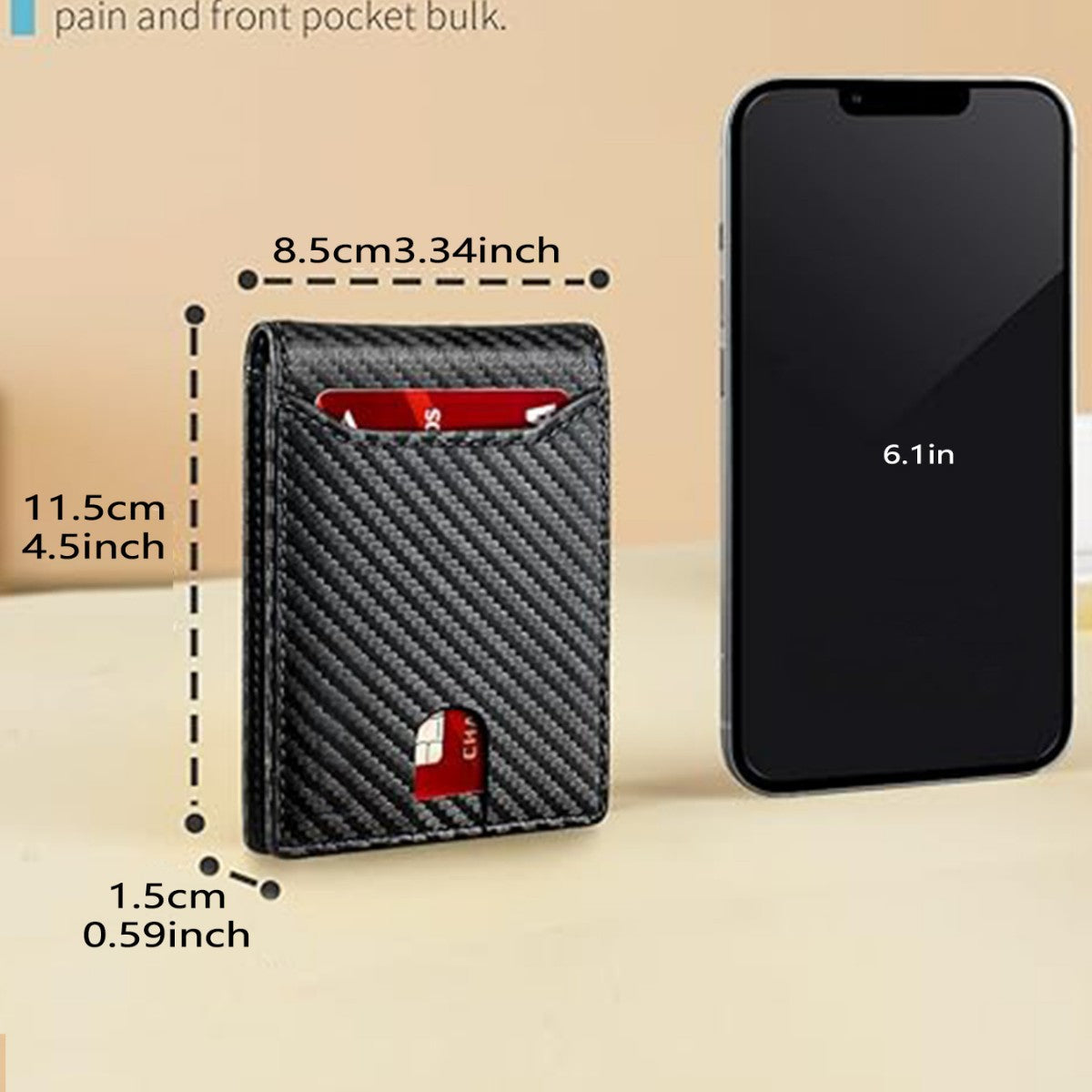 Men's Wallet, 11 Card Slots, Carbon Fiber Texture, Large Capacity, Bi-fold, Credit Card Holder