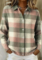 2026 New Women's Shirt, Collared Cardigan, Solid Color Knit 3D Print, Christmas Autumn/Winter