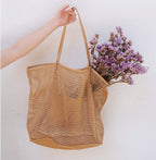 Large capacity women's beach bag, hollow mesh beach bag, outdoor travel storage bag, tote bag