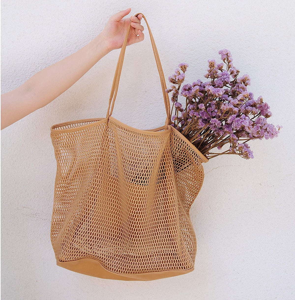 Large capacity women's beach bag, hollow mesh beach bag, outdoor travel storage bag, tote bag