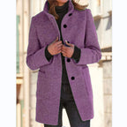 2026 Autumn/Winter Women's Clothing New Arrival Solid Color Button Stand Collar Woolen Coat