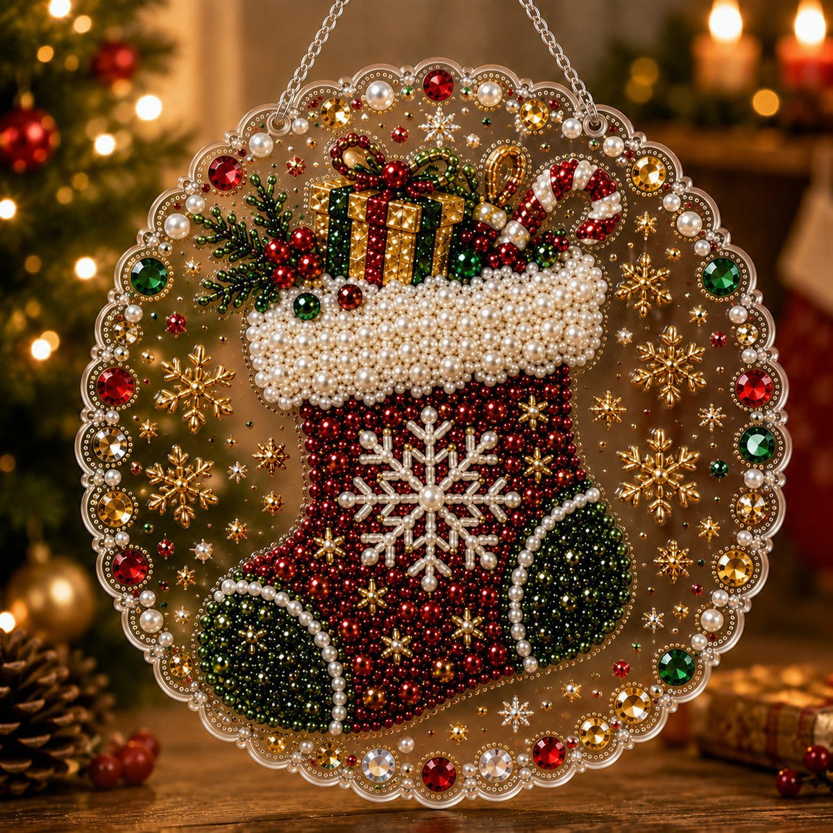 New 5D diamond painting pendant, Christmas holiday ornament, diamond painting pendant