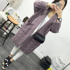 Women's Cross-Border Trade Sweater Coat 2026 Autumn/Winter New Korean Style Loose Cable Knit Solid Color Mid-Length Knit Cardigan