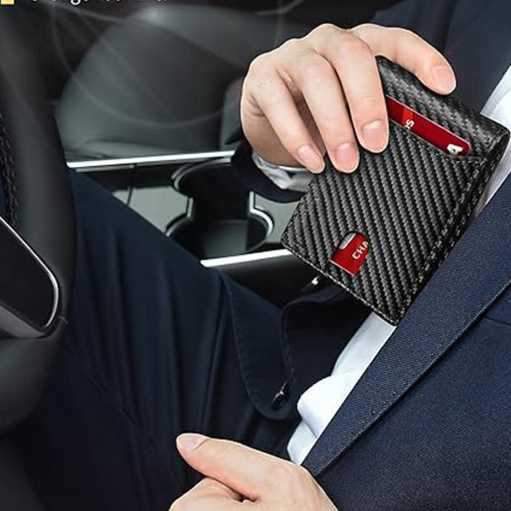 Men's Wallet, 11 Card Slots, Carbon Fiber Texture, Large Capacity, Bi-fold, Credit Card Holder