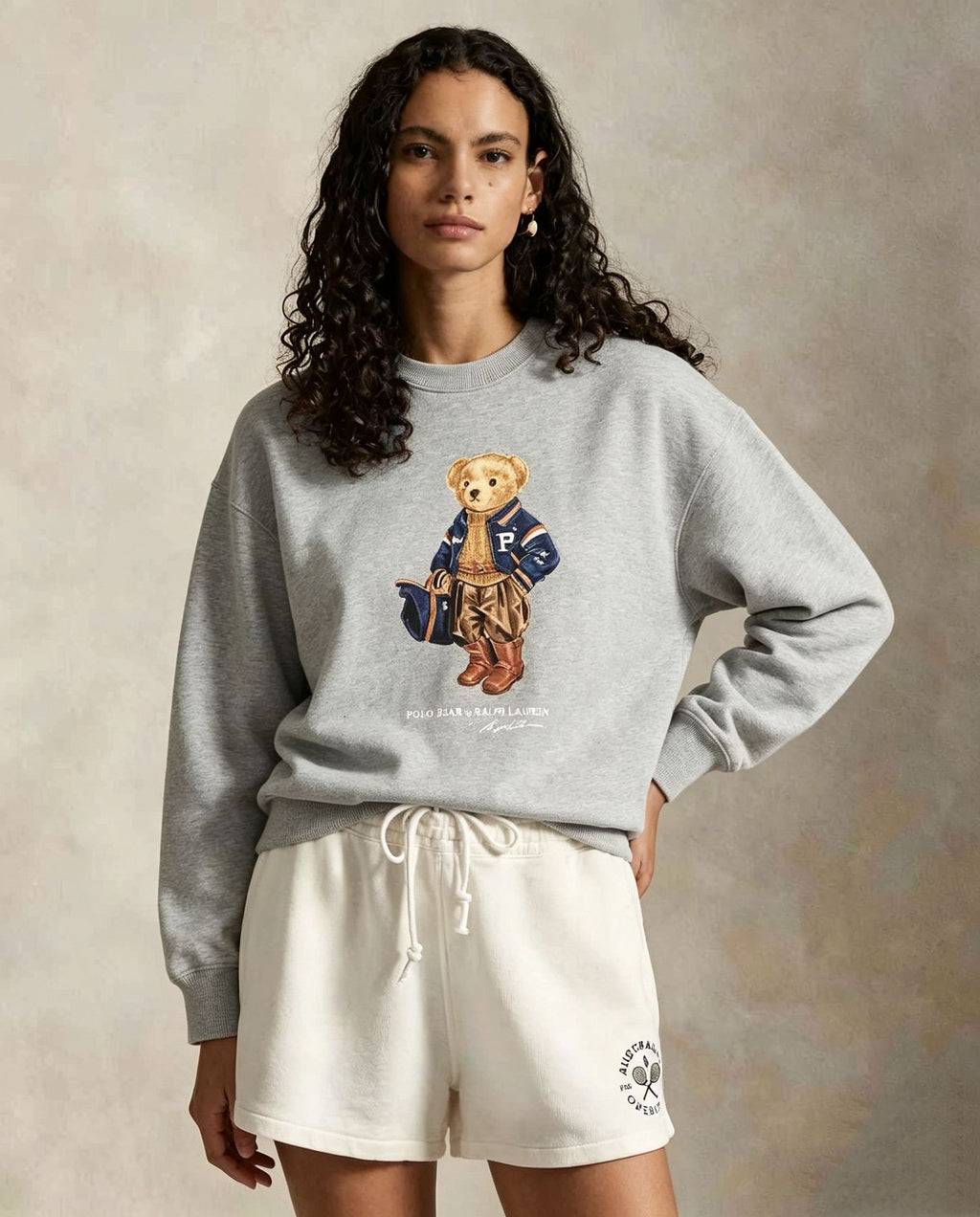 2026 Autumn/Winter Cross-Border Classic Cartoon Luggage Bear Print Casual Classic Hoodless Sweatshirt