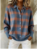 2026 New Women's Shirt, Collared Cardigan, Solid Color Knit 3D Print, Christmas Autumn/Winter