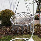 Nordic style tassel hanging chair hand-woven hanging basket cotton rope swing