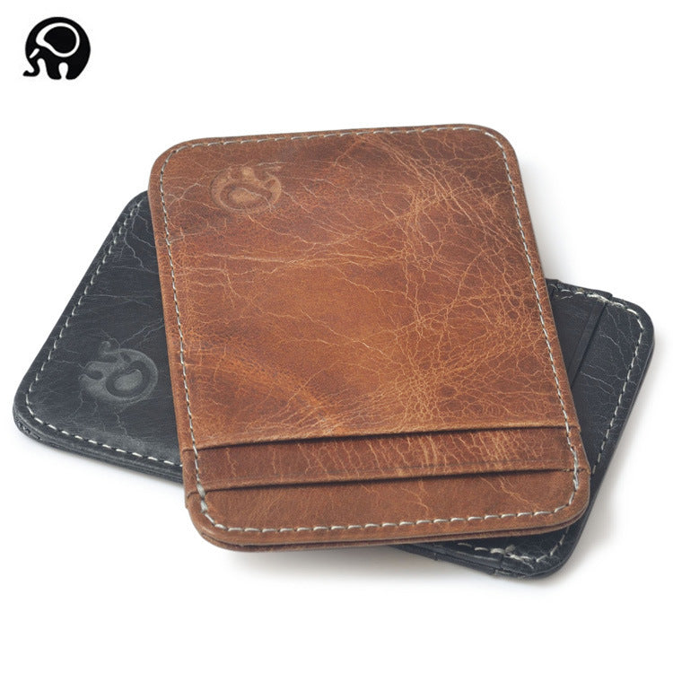 Small round elephant business card holder, card holder, foreign trade bank card holder, top-grain cowhide leather bag, 5-card holder, exquisitely supplied.