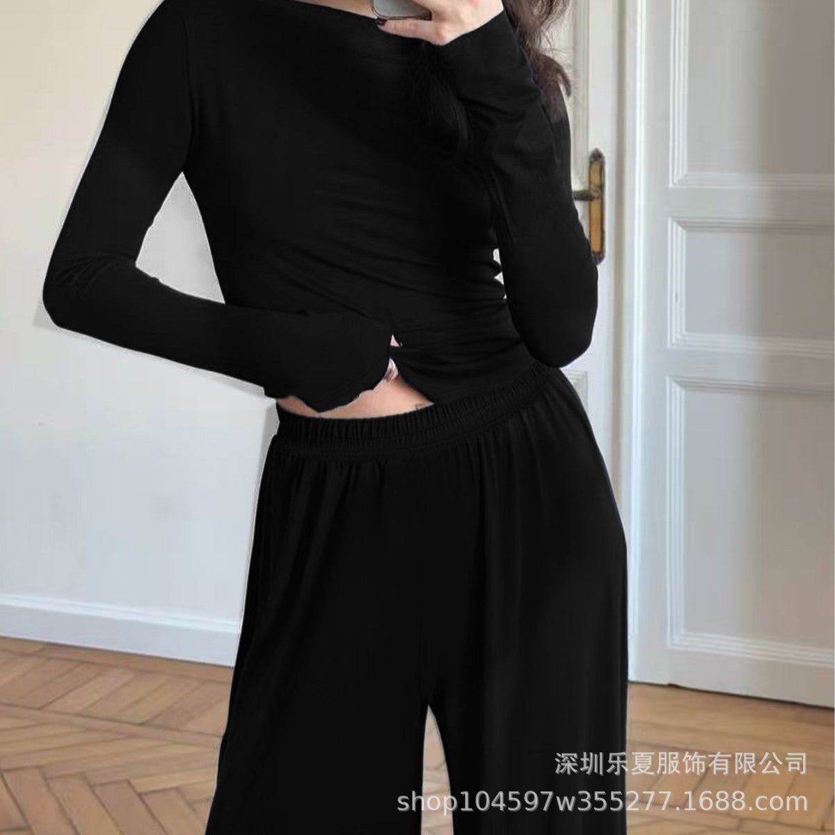 2026 Autumn/Winter Comfortable Solid Color Long-Sleeved Pants Casual Home Wear Set