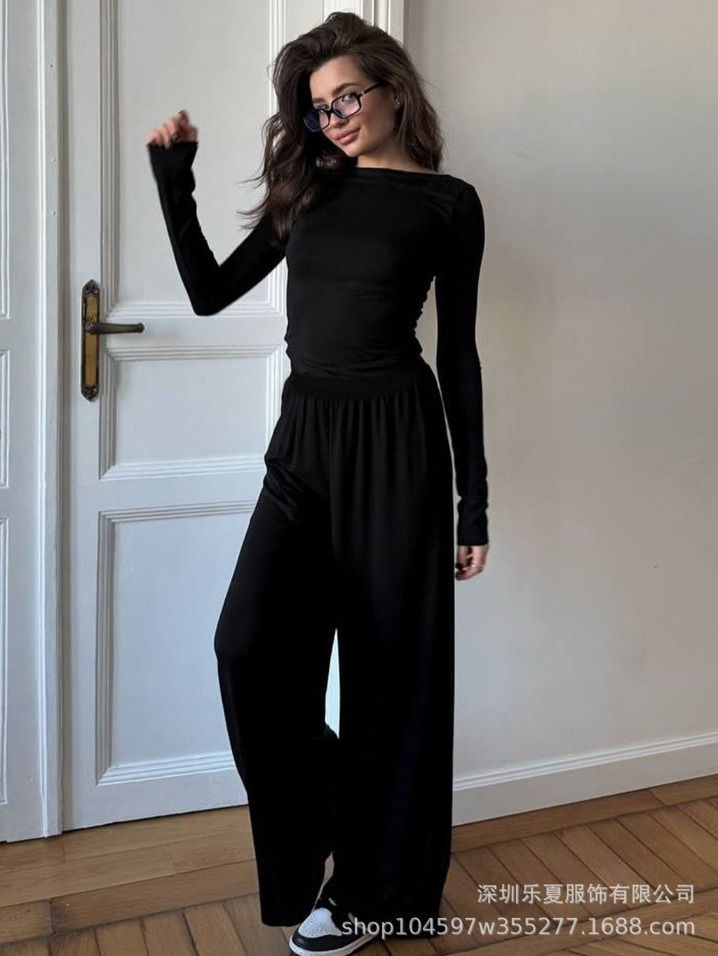 2026 Autumn/Winter Comfortable Solid Color Long-Sleeved Pants Casual Home Wear Set