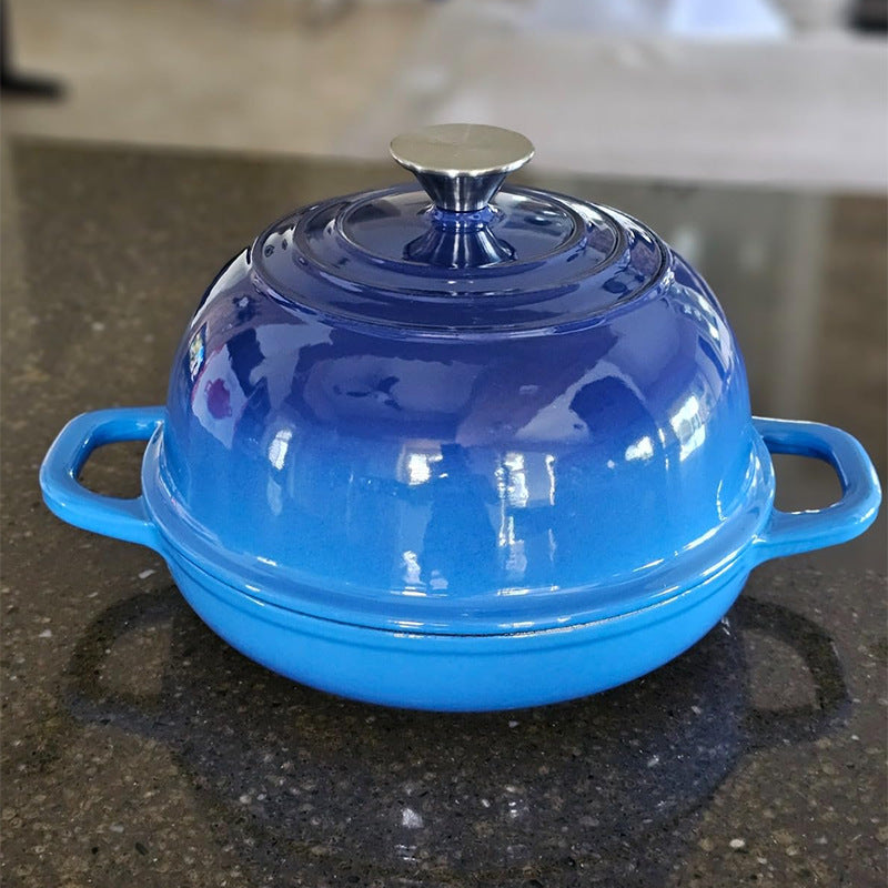 Cast iron enamel black bread pan/baking pan/frying pan, 26cm diameter.