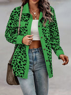 2026 Casual Style Cross-border Women's Clothing Autumn and Winter Fashion Leopard Print Button-down Long-sleeved Jacket
