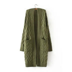 Women's Cross-Border Trade Sweater Coat 2026 Autumn/Winter New Korean Style Loose Cable Knit Solid Color Mid-Length Knit Cardigan