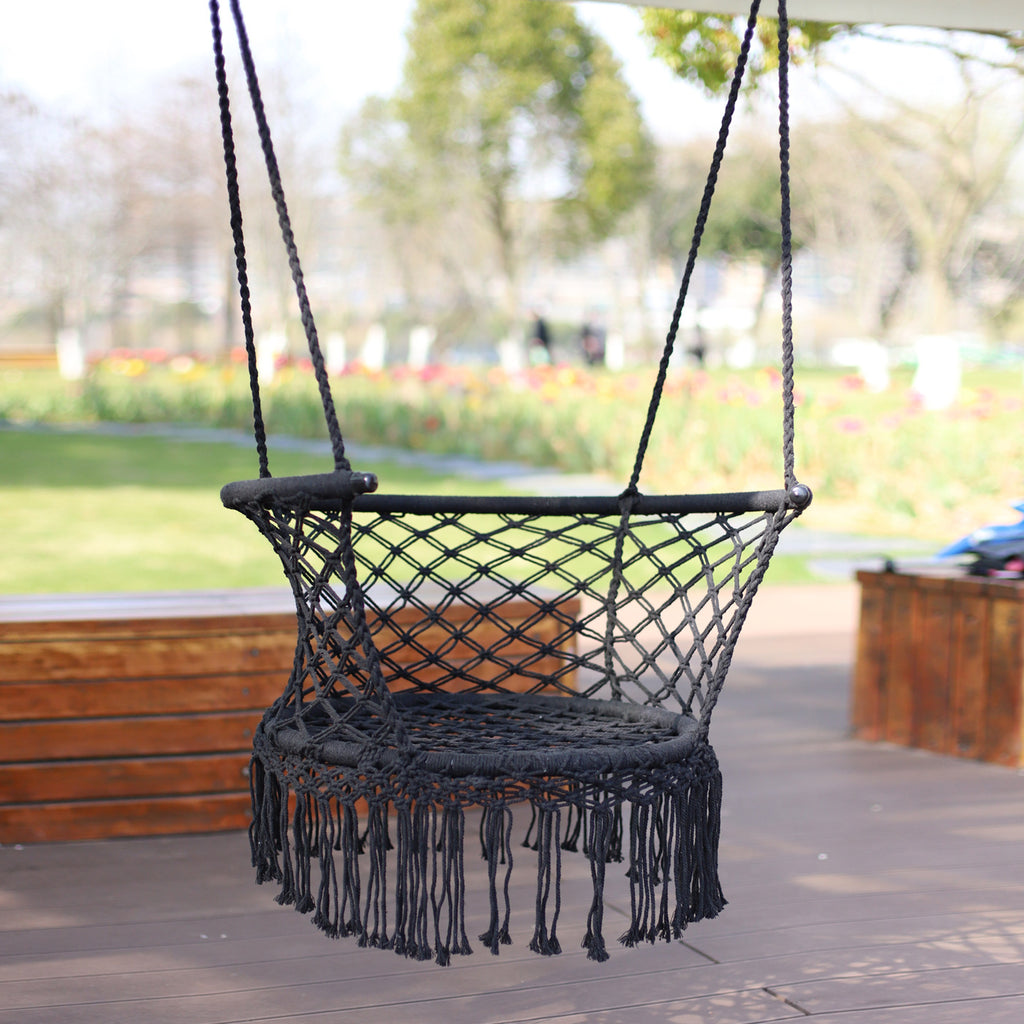 Nordic style tassel hanging chair hand-woven hanging basket cotton rope swing