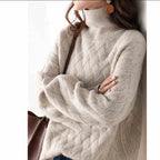 Women's turtleneck sweater, new autumn/winter 2026 style, thickened, Korean style, loose and relaxed knitted inner layer, wool base layer.