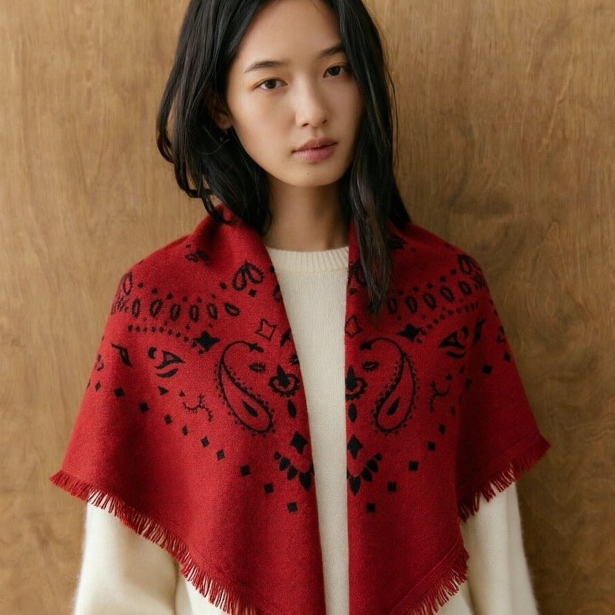 2026 New Style Cashmere Knitted Printed Square Scarf/Shawl - Spring/Summer, Warm in Air-Conditioned Rooms, Autumn/Winter, Stylish and Versatile Scarf