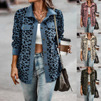 2026 Casual Style Cross-border Women's Clothing Autumn and Winter Fashion Leopard Print Button-down Long-sleeved Jacket