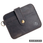 Small round elephant leather driver's license card holder, thin men's wallet/coin purse/short card holder, export style.
