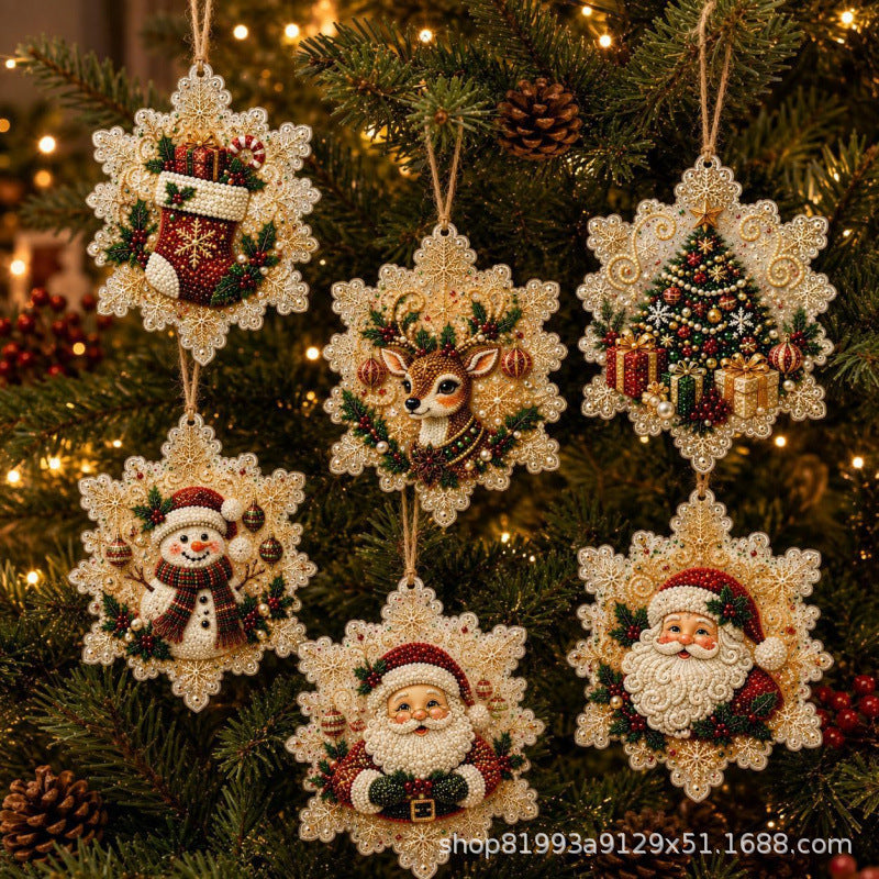 6PCS Christmas Wooden Ornaments