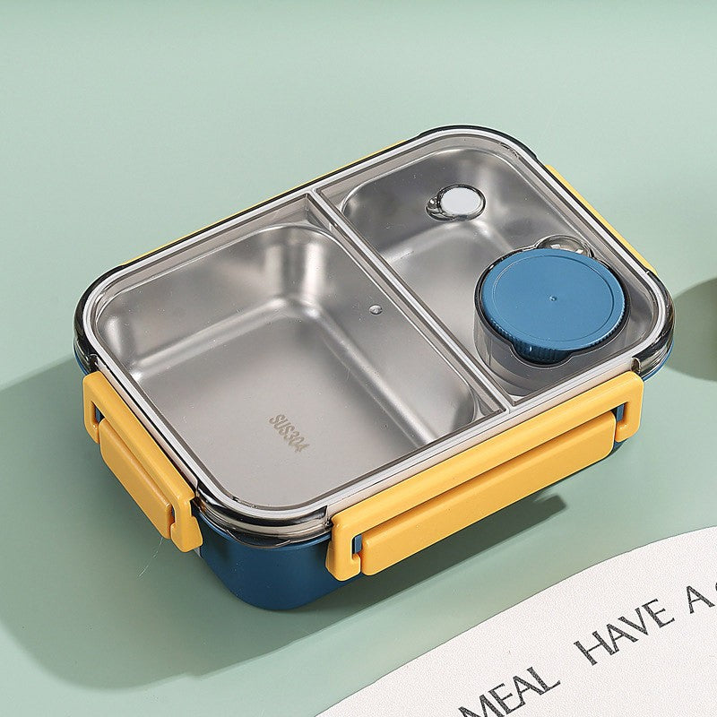 High-quality stainless steel divided lunch box, stylish plastic lunch box for students, salad box, microwaveable bento box for office workers.