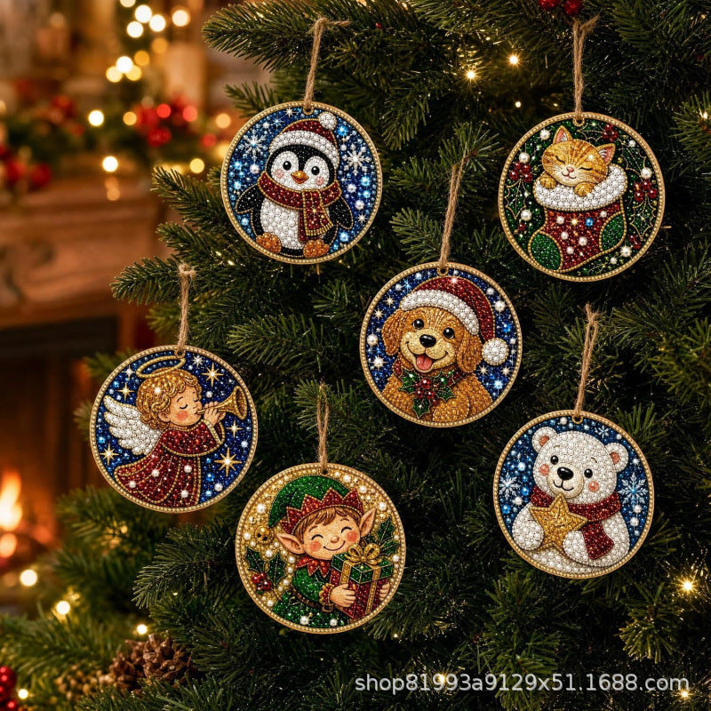6PCS Christmas Wooden Ornaments