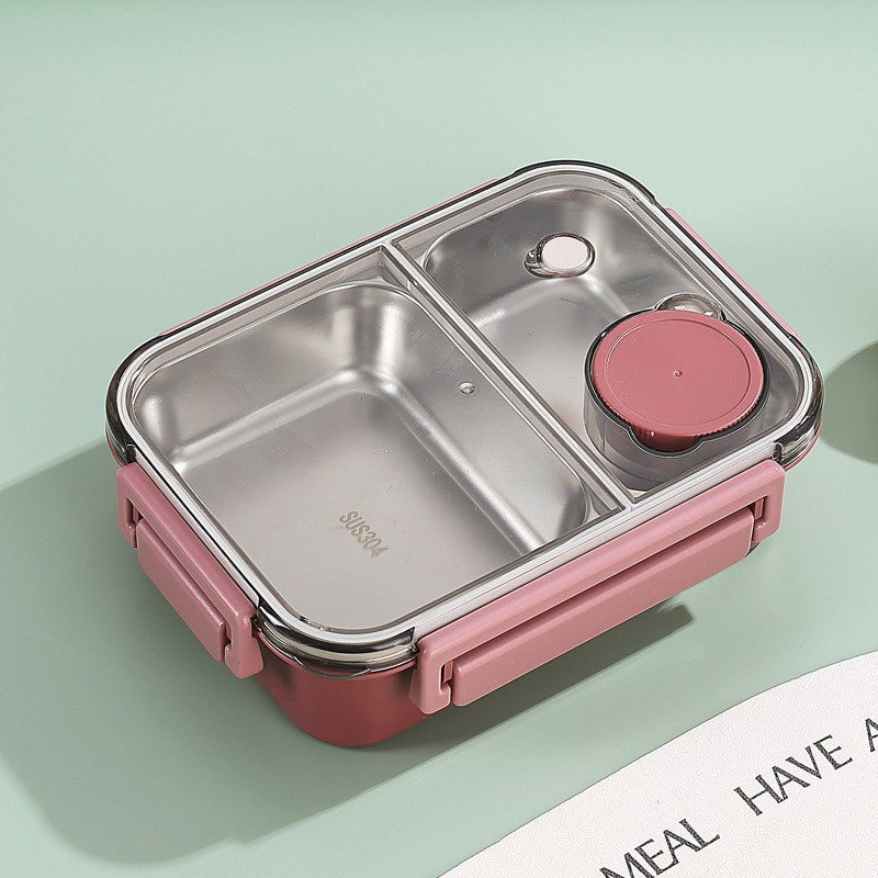 High-quality stainless steel divided lunch box, stylish plastic lunch box for students, salad box, microwaveable bento box for office workers.