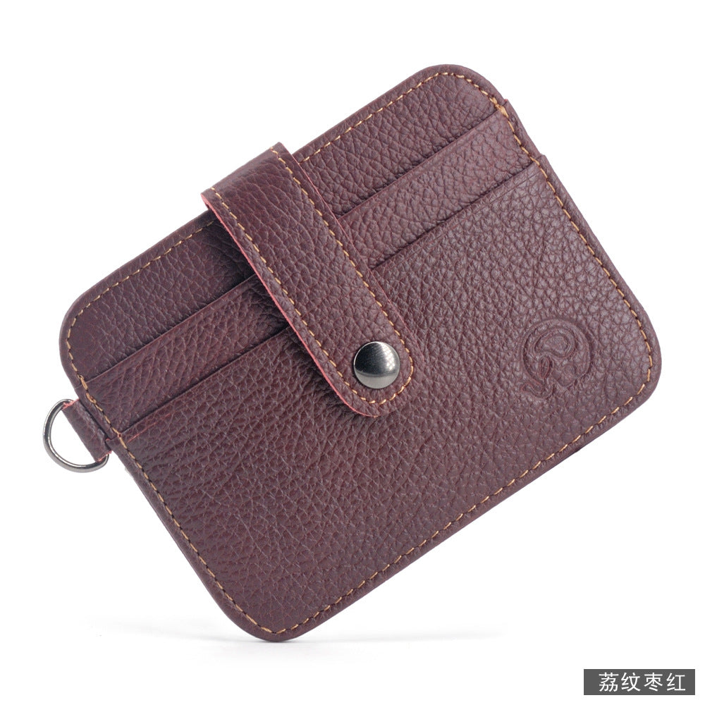 Small round elephant leather driver's license card holder, thin men's wallet/coin purse/short card holder, export style.