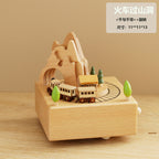 Wooden music box, creative home gift, children's birthday gift, carousel, handmade solid wood gift