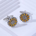 New cross-border style cufflinks, sunflower and chrysanthemum French style cufflinks, high-end dripping retro men's and women's shirt cufflinks