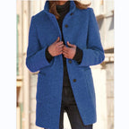 2026 Autumn/Winter Women's Clothing New Arrival Solid Color Button Stand Collar Woolen Coat
